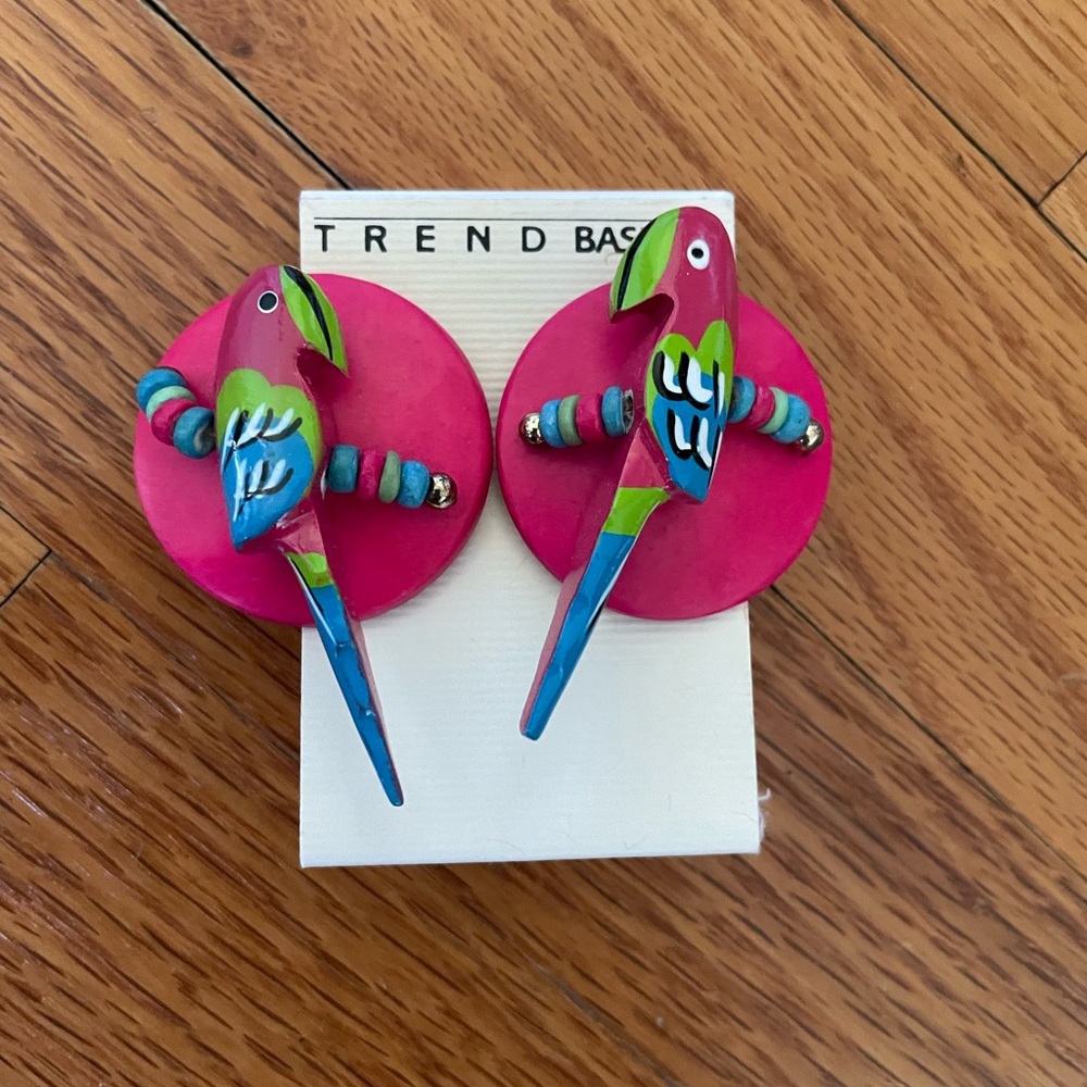 Colorful Parrot pierced earrings